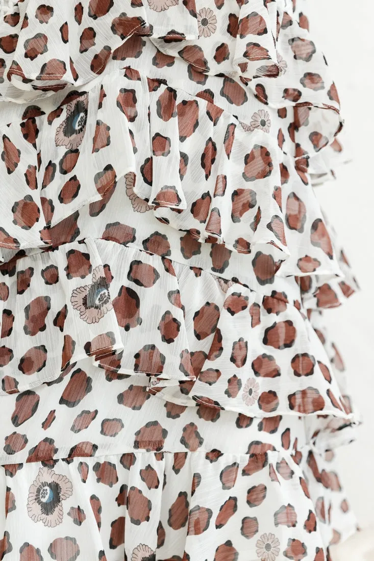Zilla Layered Chiffon Dress Animal Print White sold by Selfie Leslie product image thumbnail 4