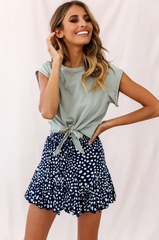 Robyn Flounce Polka Dot Mini Skirt Navy sold by Selfie Leslie