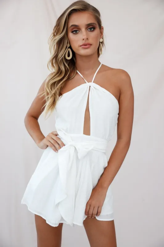Belle Fit and Flare Romper White sold by Selfie Leslie