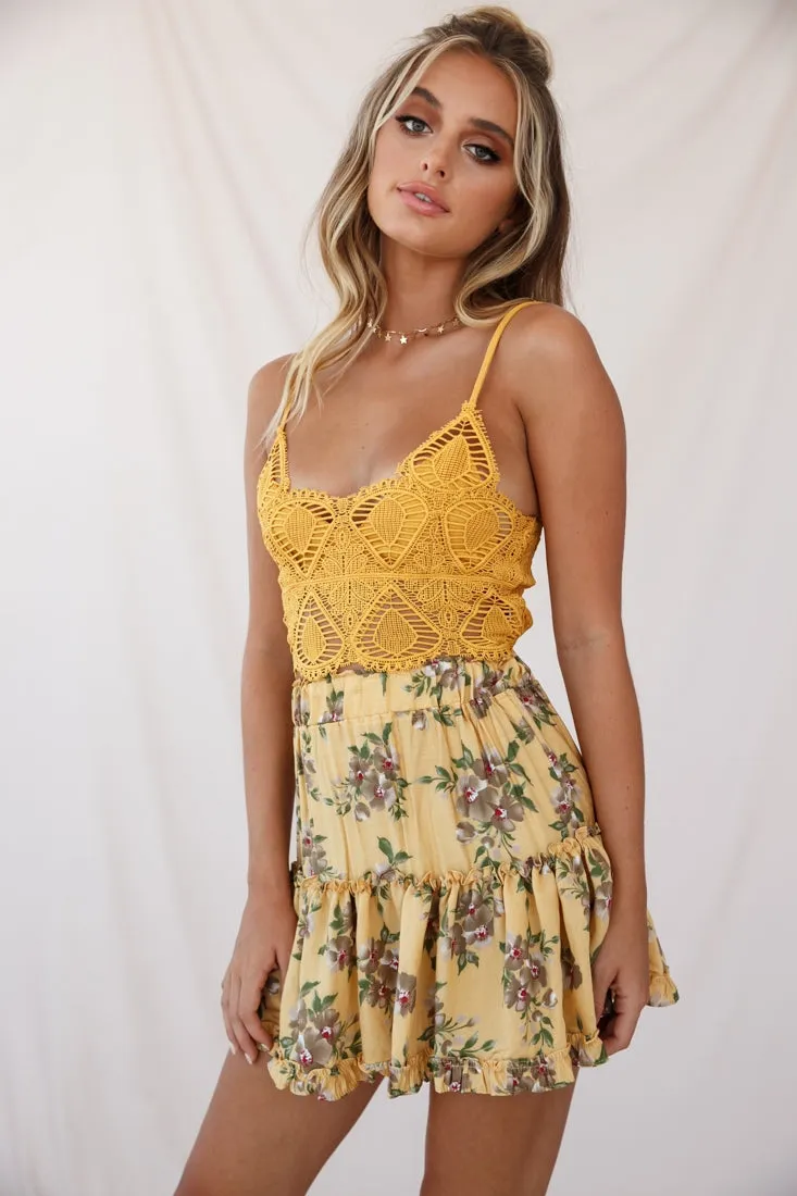Alexi Floral Mini Skirt Mustard Print sold by Selfie Leslie product image thumbnail 5
