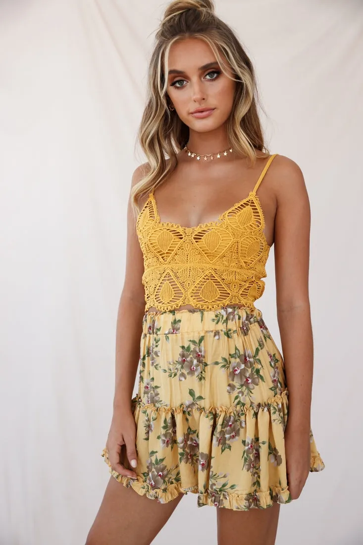 Alexi Floral Mini Skirt Mustard Print sold by Selfie Leslie product image thumbnail 2