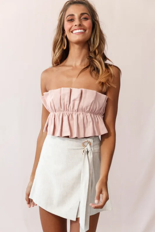 Thea Ruffle Crop Top Blush sold by Selfie Leslie