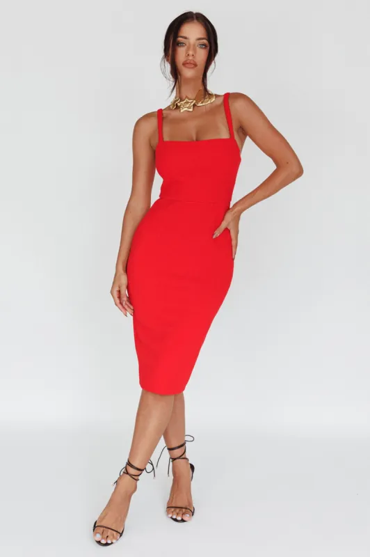 Georgia Square Neckline Midi Dress Red sold by Selfie Leslie