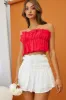 Thea Ruffle Crop Top Red sold by Selfie Leslie