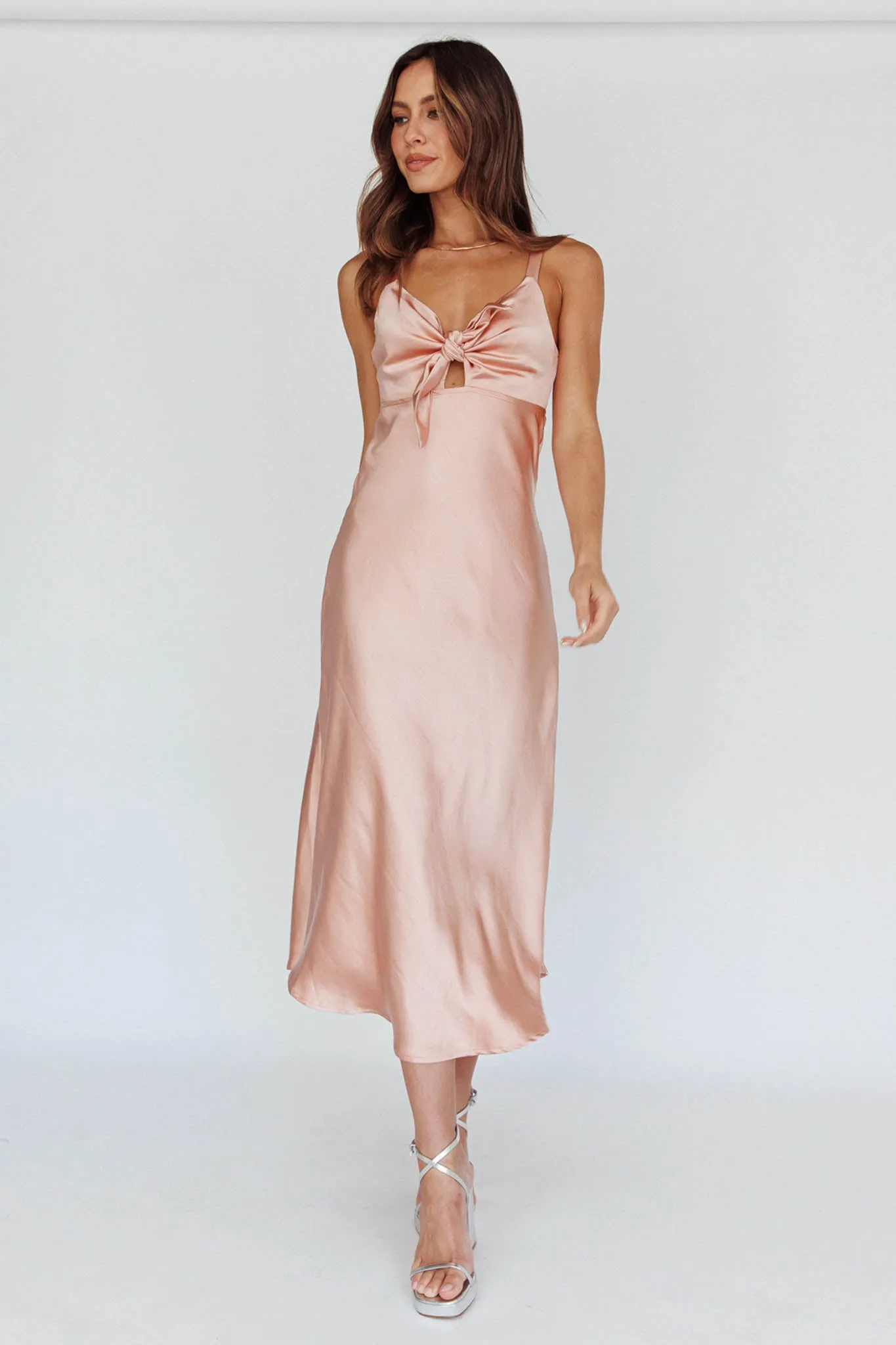 Perfect Day Satin Midi Dress Blush sold by Selfie Leslie