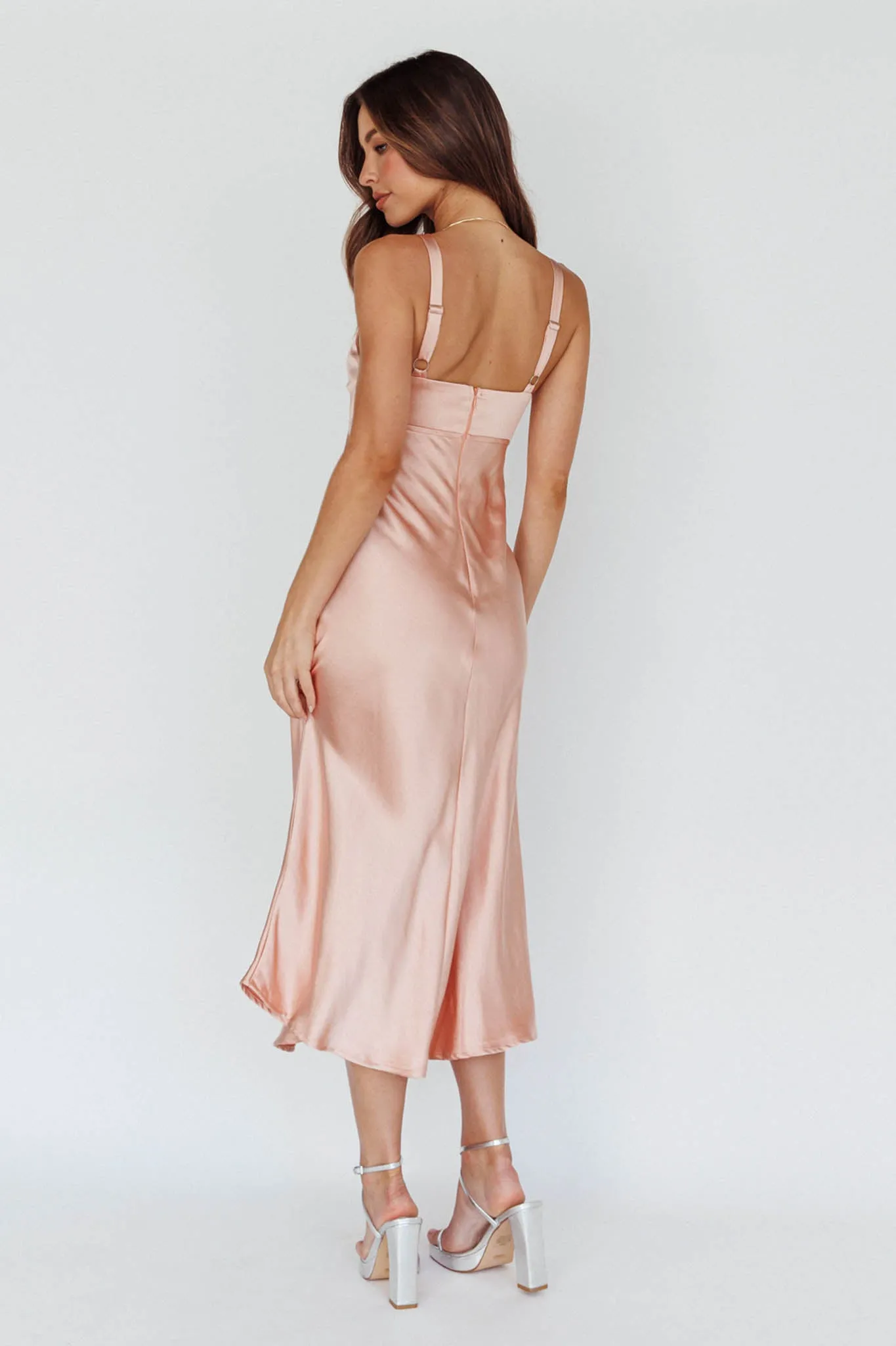Perfect Day Satin Midi Dress Blush sold by Selfie Leslie product image thumbnail 3