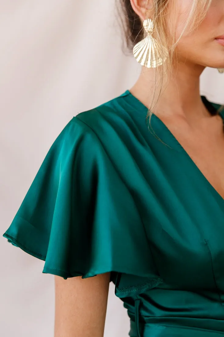 Cami Angel Sleeve Faux Wrap Dress Jade sold by Selfie Leslie product image thumbnail 4