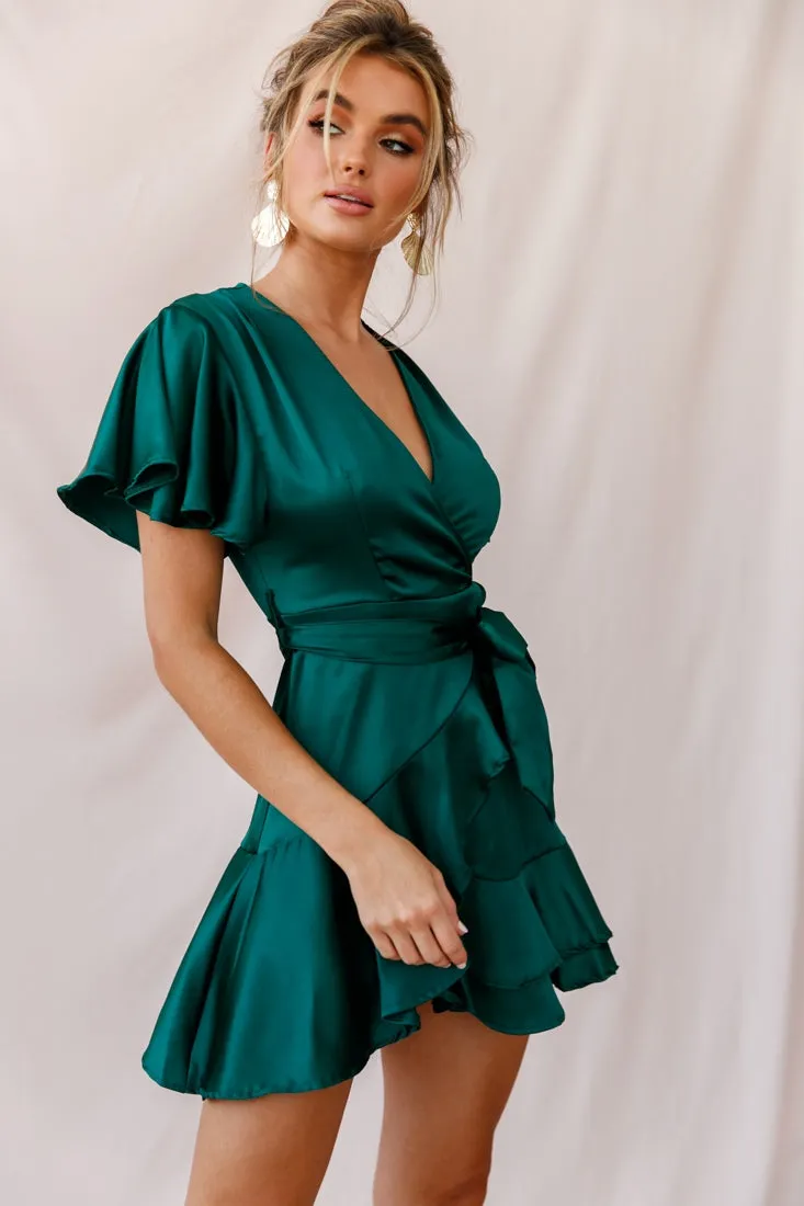 Cami Angel Sleeve Faux Wrap Dress Jade sold by Selfie Leslie