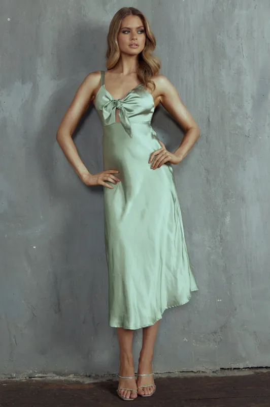 Perfect Day Satin Midi Dress Olive sold by Selfie Leslie