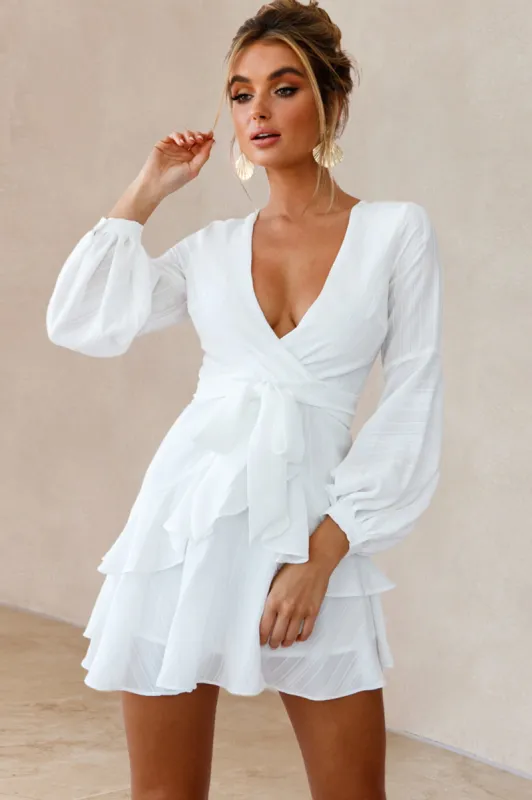 Kerry Layered Balloon Sleeve Dress White sold by Selfie Leslie