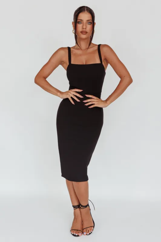 Georgia Square Neckline Midi Dress Black sold by Selfie Leslie