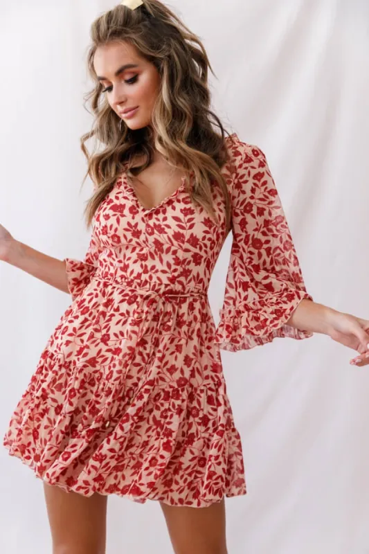 Maryanne Lace-Up Back Tea Dress Red sold by Selfie Leslie