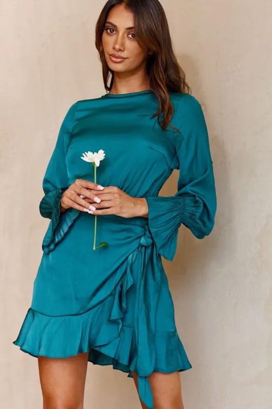 Darla Long Sleeve Satin Dress Forest Green sold by Selfie Leslie
