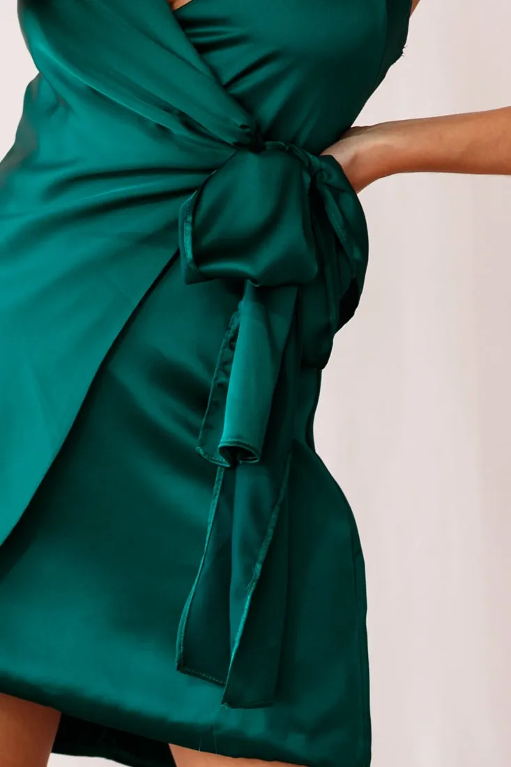 Ireland Silky Faux Wrap Dress Forest Green sold by Selfie Leslie product image thumbnail 4