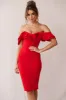 Rossi Ruffled Off The Shoulder Bodycon Dress Red sold by Selfie Leslie