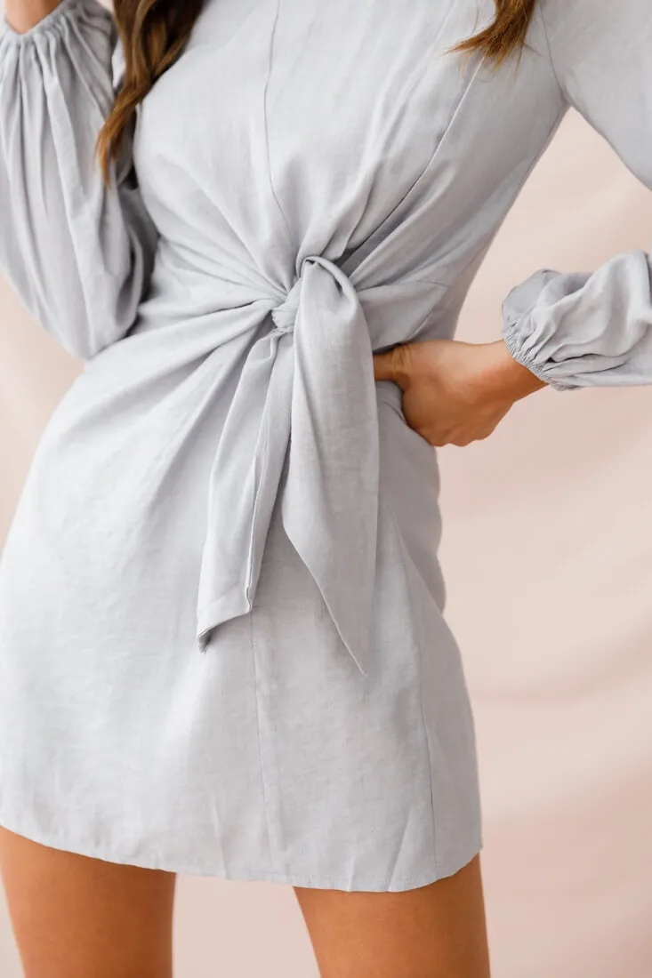 Tiffany Tie-Front Dress Grey sold by Selfie Leslie product image thumbnail 4