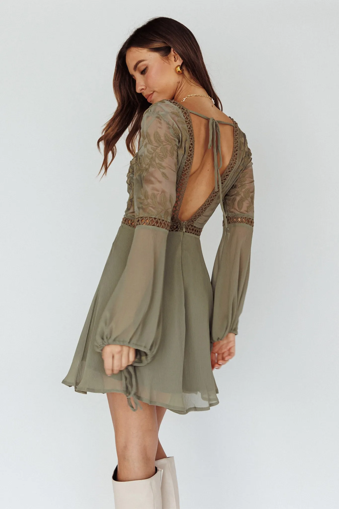 Carson Crochet Details Dress Olive sold by Selfie Leslie product image thumbnail 3