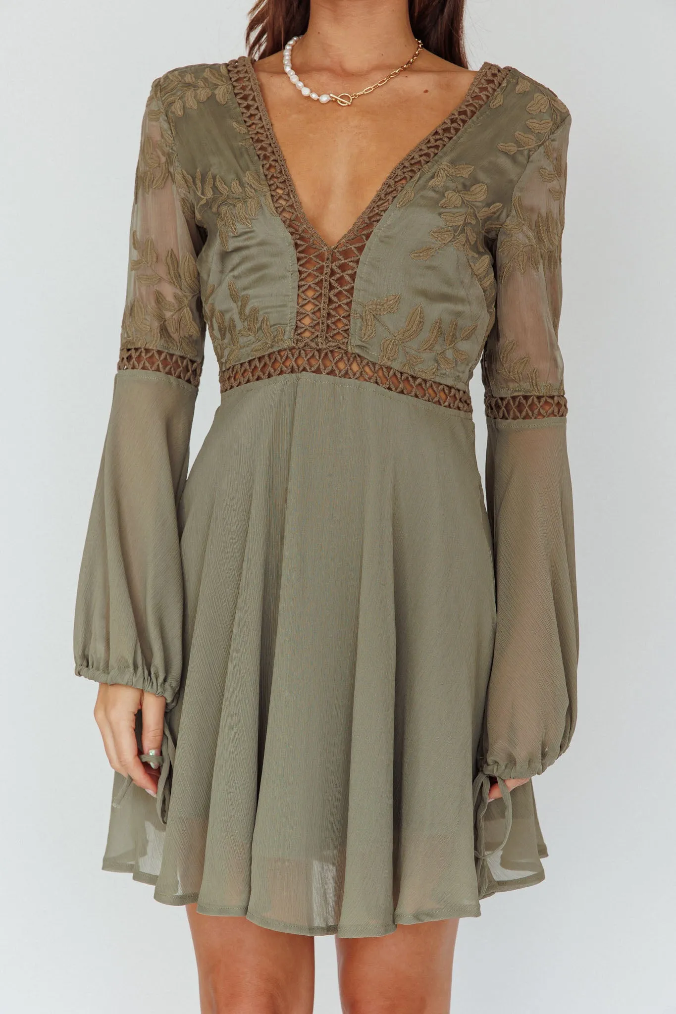 Carson Crochet Details Dress Olive sold by Selfie Leslie product image thumbnail 4