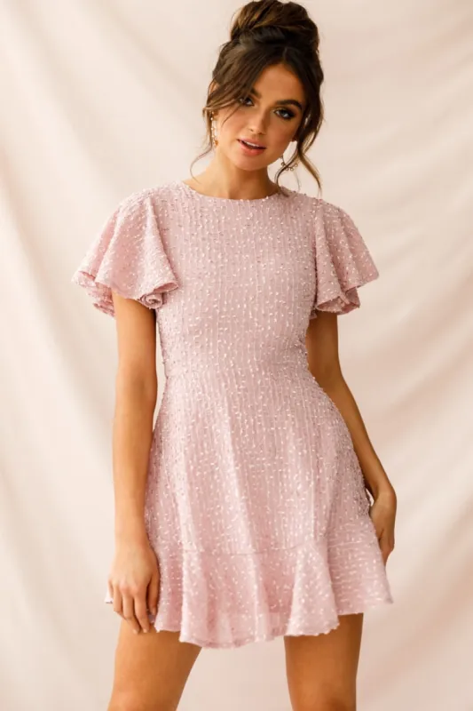 Isabelle Angel Sleeve Empire Dress Blush sold by Selfie Leslie