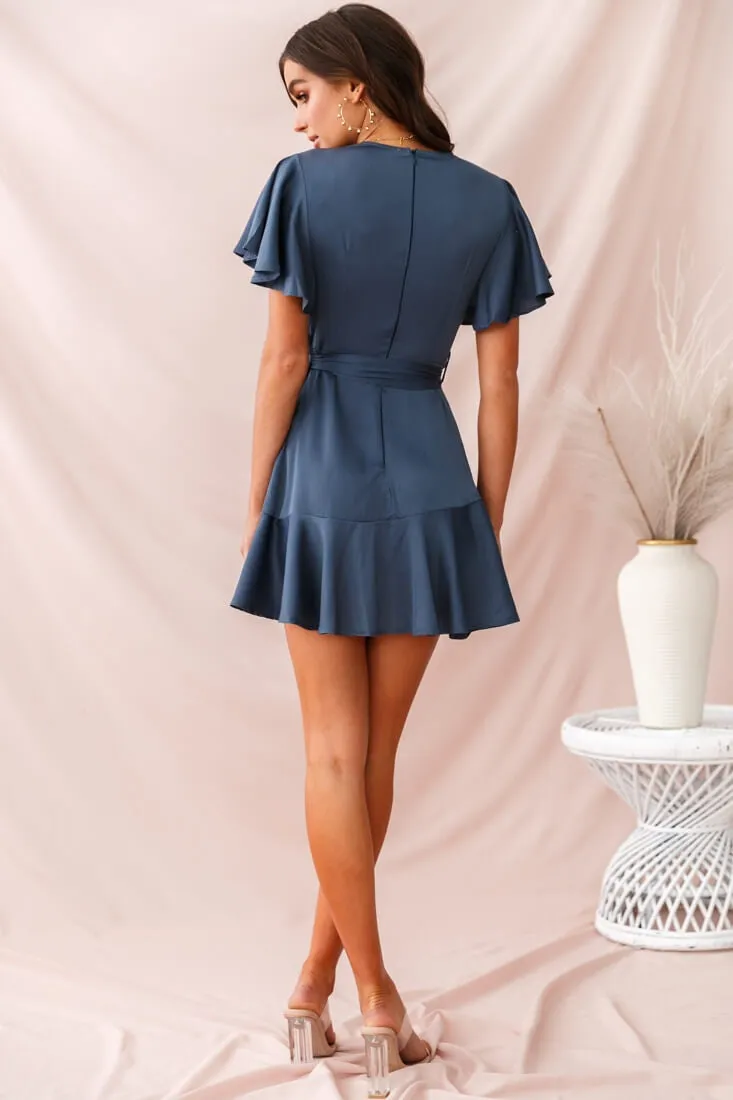 Cami Angel Sleeve Faux Wrap Dress Blue sold by Selfie Leslie product image thumbnail 3