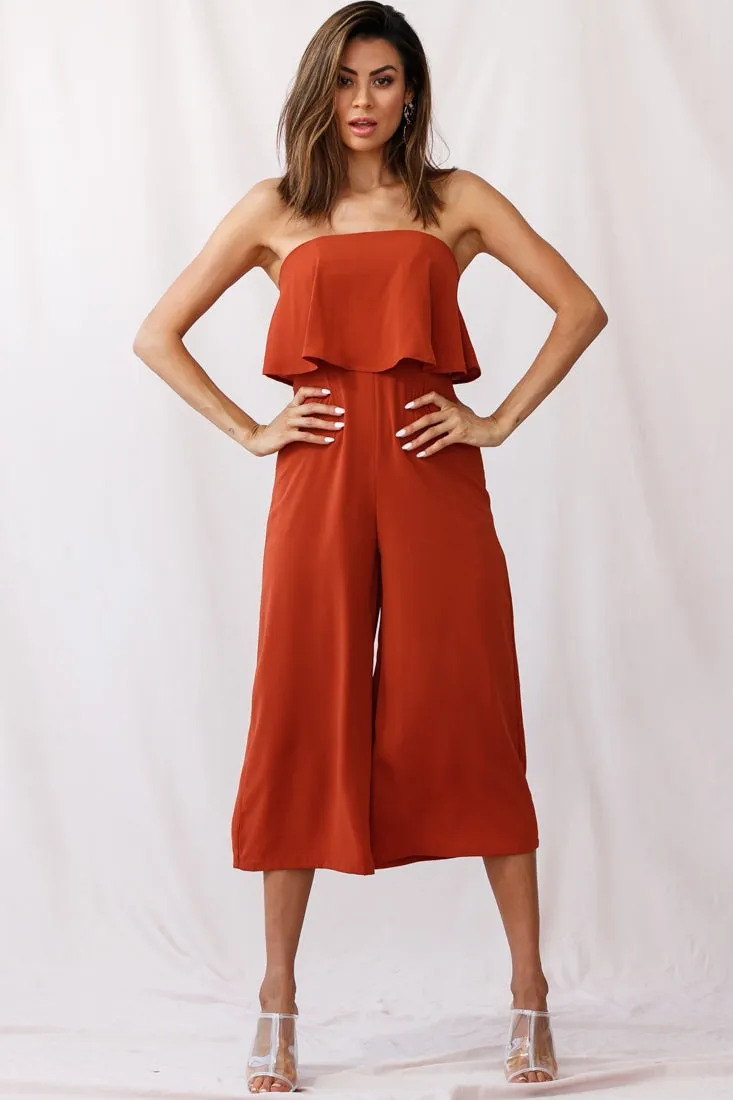 Monserrat Frill Bust Jumpsuit Umber sold by Selfie Leslie