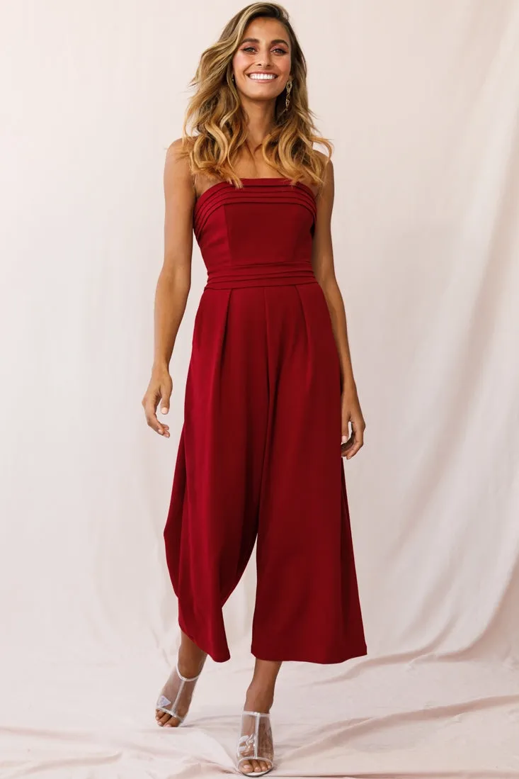 Chosen Strapless Wide Leg Jumpsuit Wine sold by Selfie Leslie