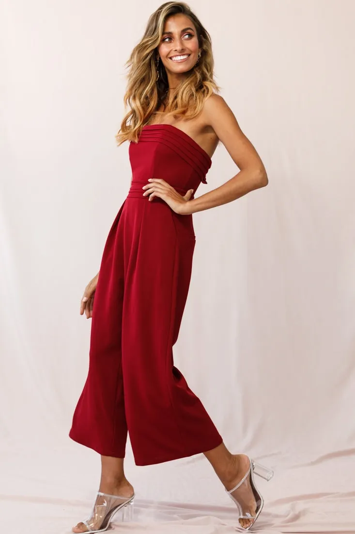 Chosen Strapless Wide Leg Jumpsuit Wine sold by Selfie Leslie product image thumbnail 2