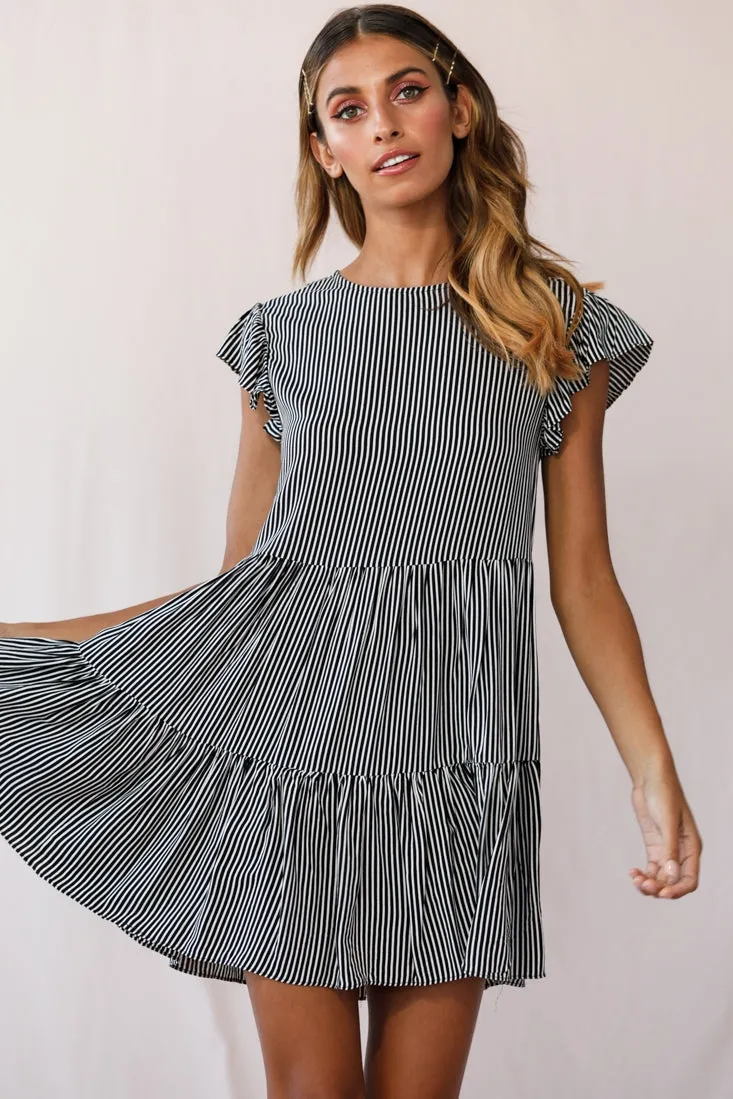 Louise Striped Cap Sleeve Mumu Dress Black sold by Selfie Leslie product image thumbnail 3