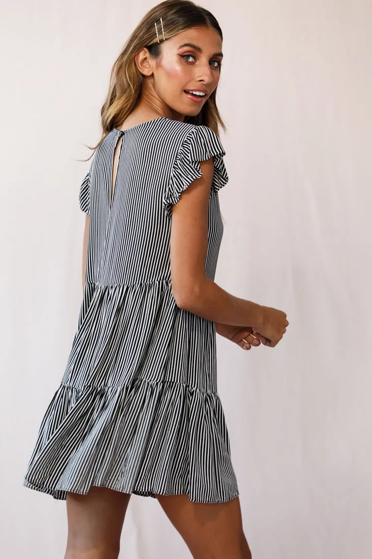Louise Striped Cap Sleeve Mumu Dress Black sold by Selfie Leslie product image thumbnail 4
