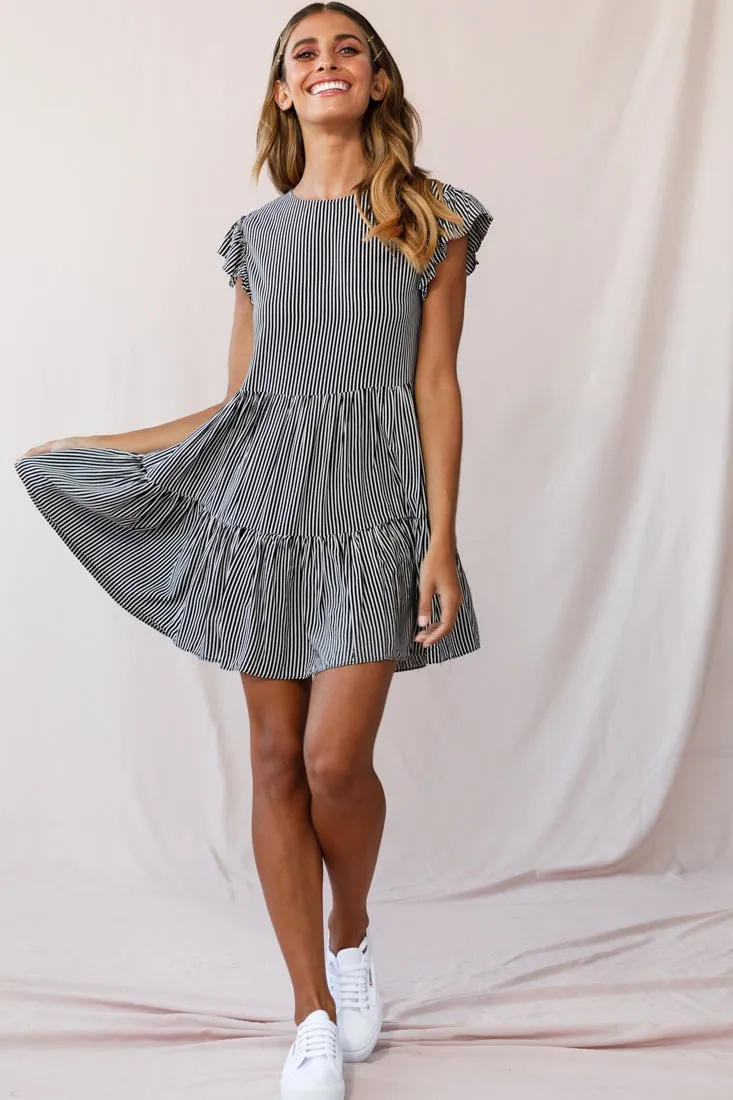 Louise Striped Cap Sleeve Mumu Dress Black sold by Selfie Leslie