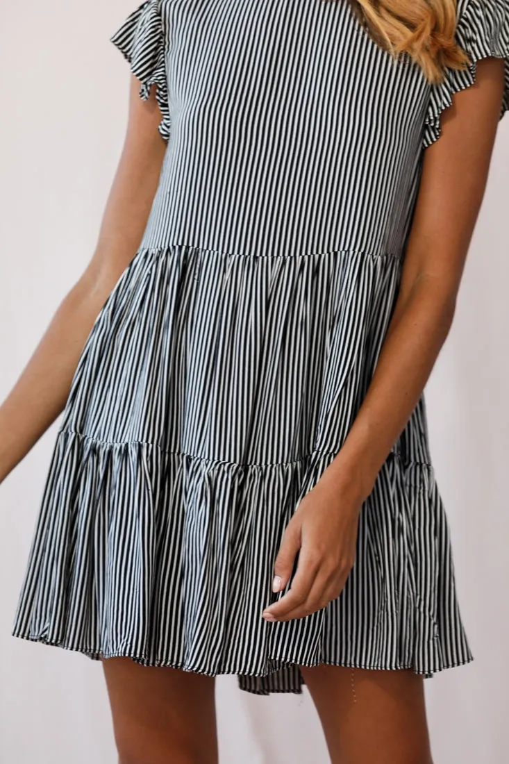 Louise Striped Cap Sleeve Mumu Dress Black sold by Selfie Leslie product image thumbnail 5