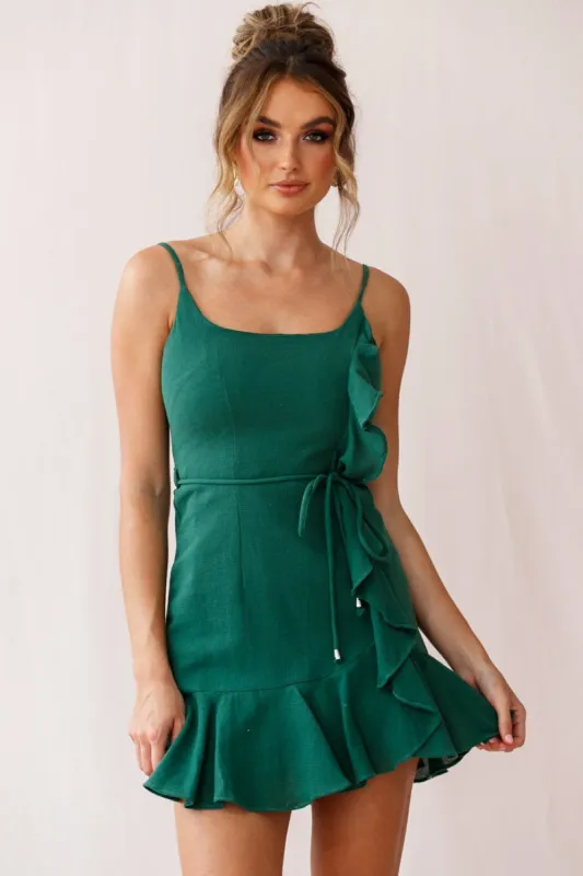 Hart Flowy Chiffon Mini Dress Forest Green sold by Selfie Leslie