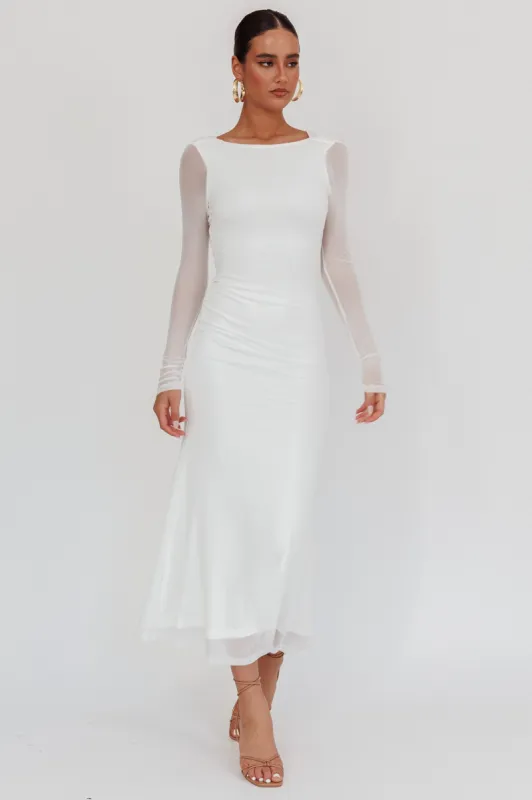 Lustre Open Back Mesh Maxi Dress White sold by Selfie Leslie