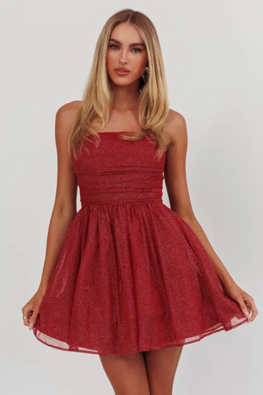 Guilty Pleasure Strapless Glitter Mini Dress Red sold by Selfie Leslie