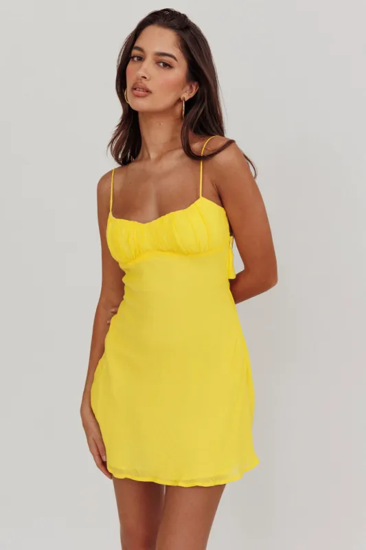 Nerida Twist Back Mini Dress Lemon sold by Selfie Leslie