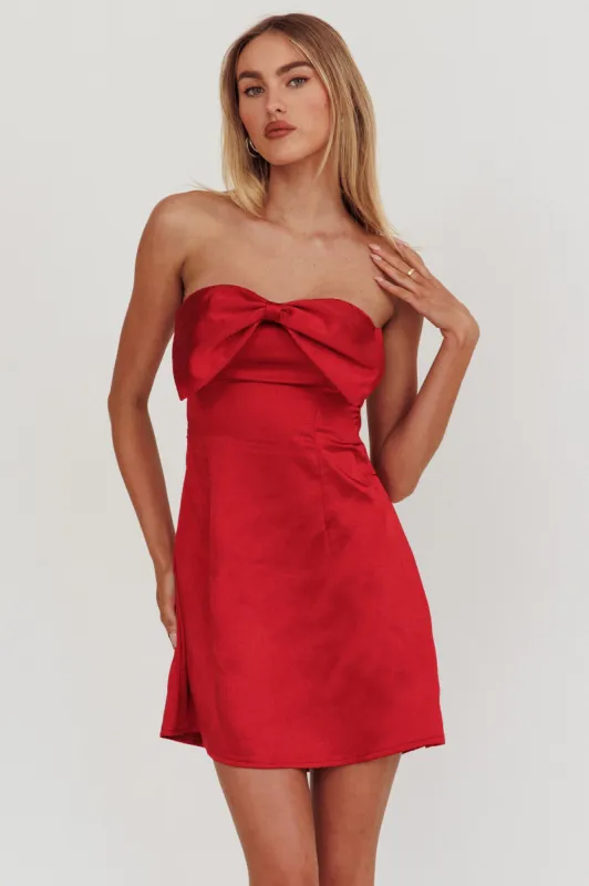 Sandi Bow Bust Mini Dress Red sold by Selfie Leslie