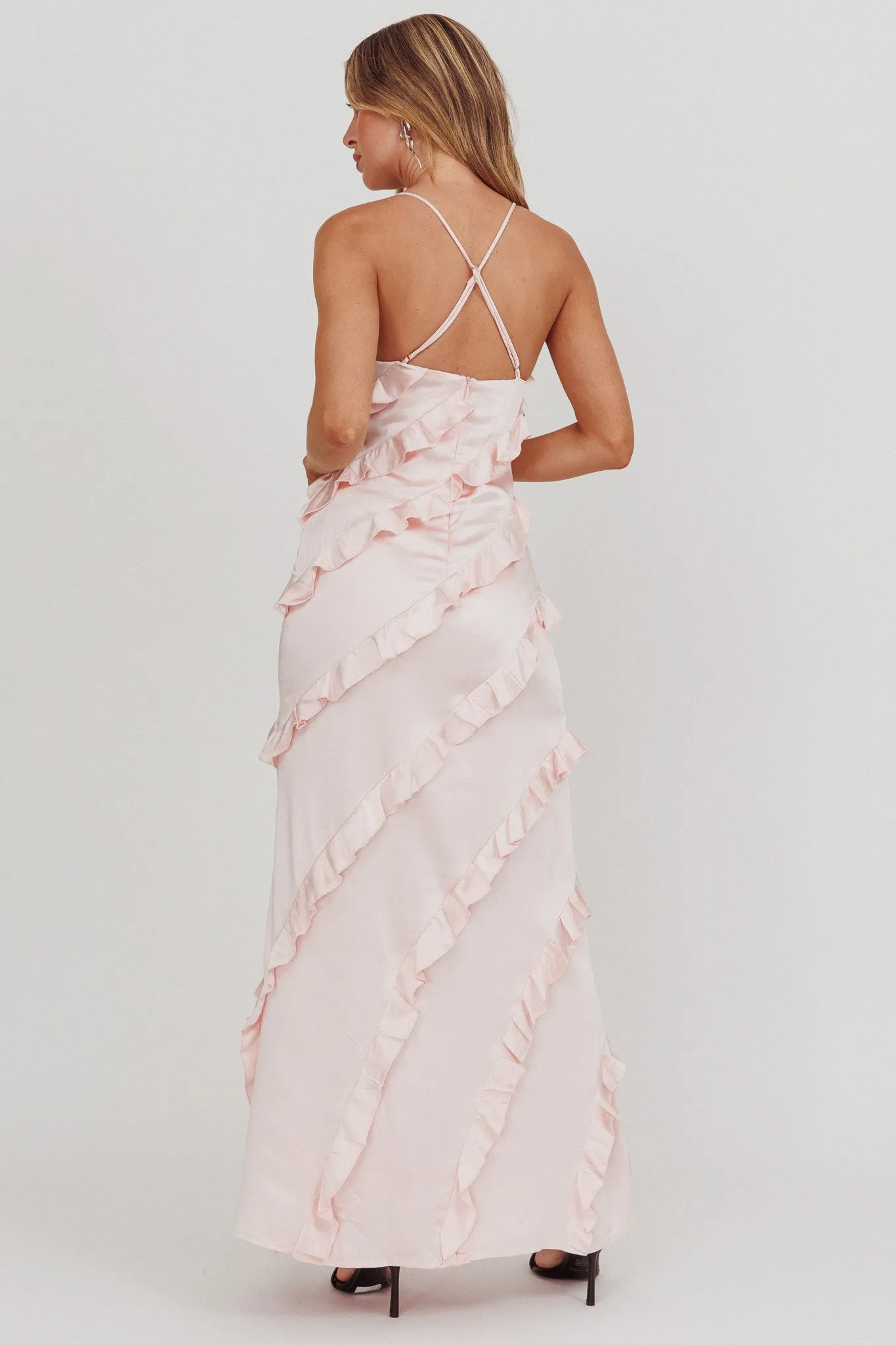 Arrabel Ruffle Trim Maxi Dress Blush sold by Selfie Leslie product image thumbnail 2