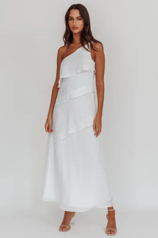 Delwyn One-Shoulder Maxi Dress White sold by Selfie Leslie