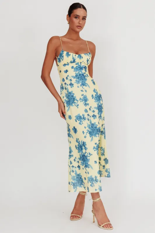 Nerida Low Back Twist Floral Maxi Dress Yellow sold by Selfie Leslie
