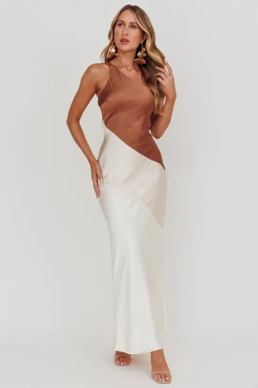 Swipe Right One-Shoulder Maxi Dress Neutral sold by Selfie Leslie