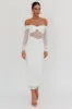 Oliana Off-Shoulder Mesh Maxi Dress White sold by Selfie Leslie