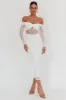 Oliana Off-Shoulder Mesh Maxi Dress White sold by Selfie Leslie