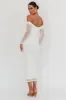 Oliana Off-Shoulder Mesh Maxi Dress White sold by Selfie Leslie