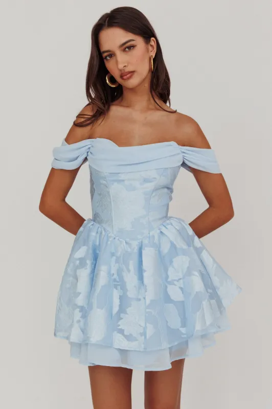 Lusting Off-Shoulder Mini Dress Blue sold by Selfie Leslie