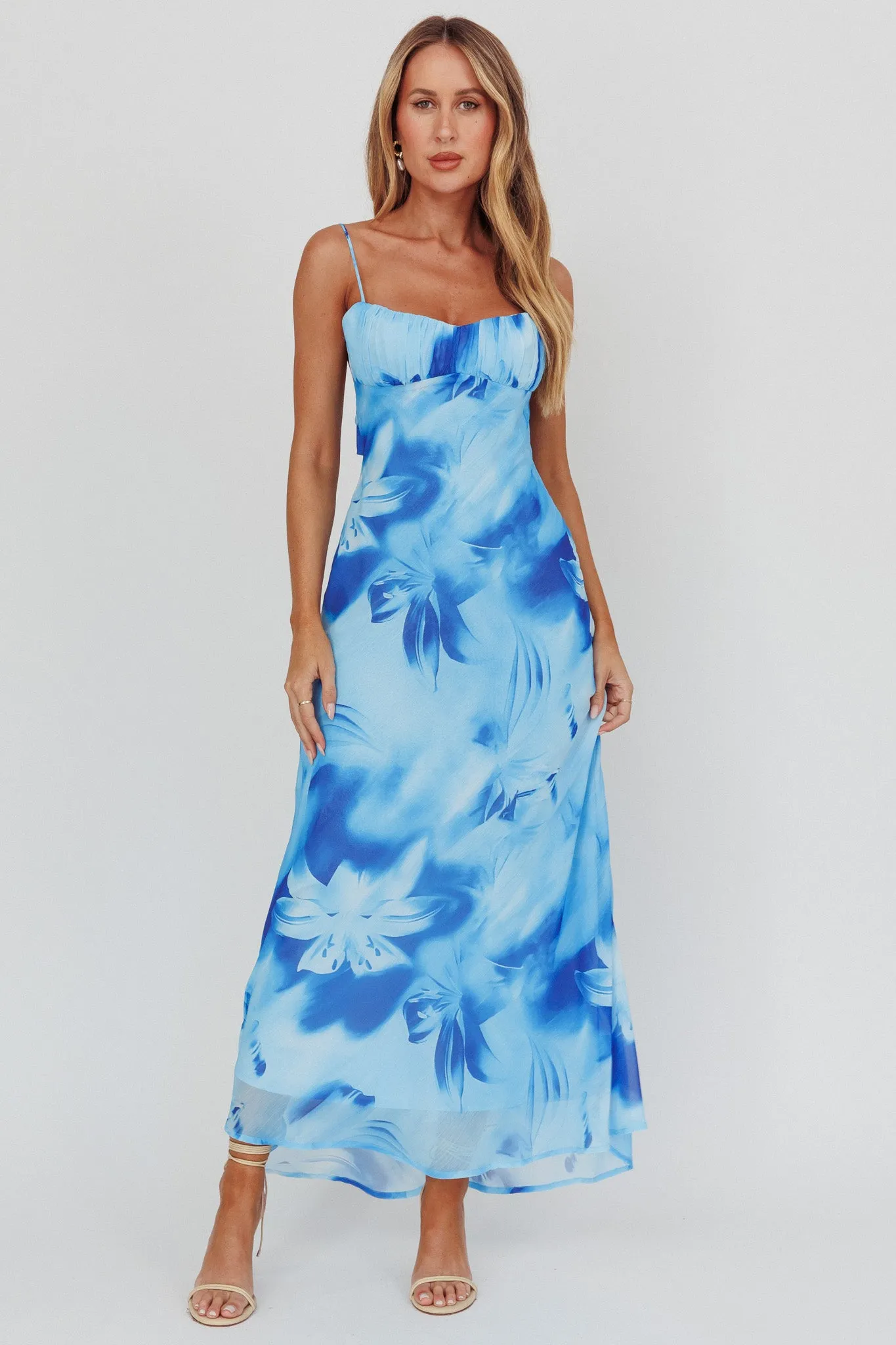 Nerida Low Back Twist Maxi Dress Lily Blue sold by Selfie Leslie