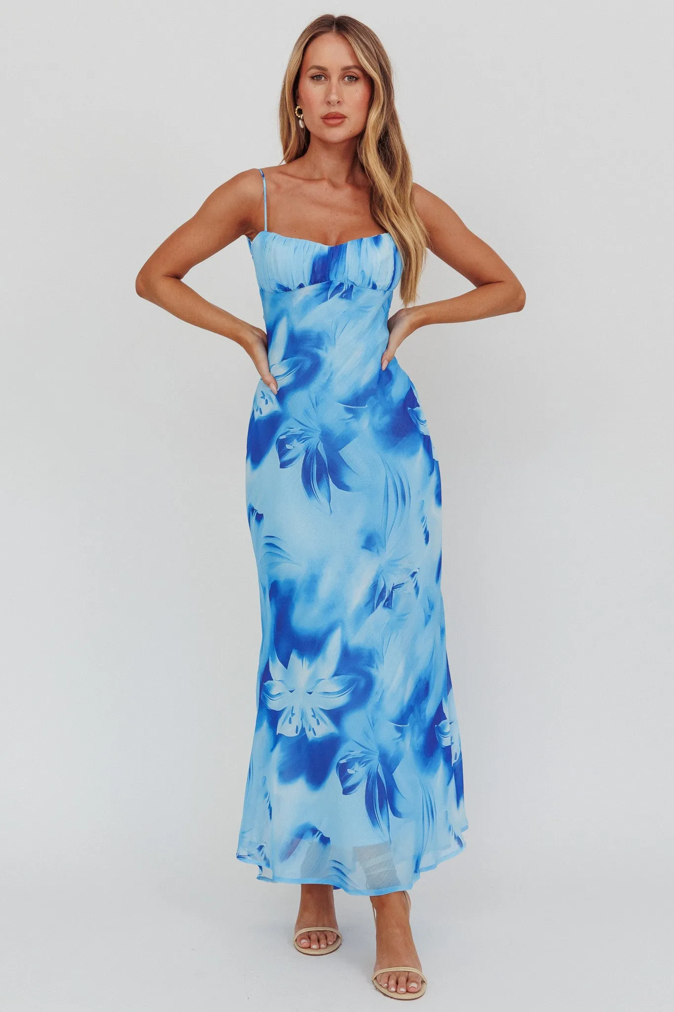 Nerida Low Back Twist Maxi Dress Lily Blue sold by Selfie Leslie product image thumbnail 5