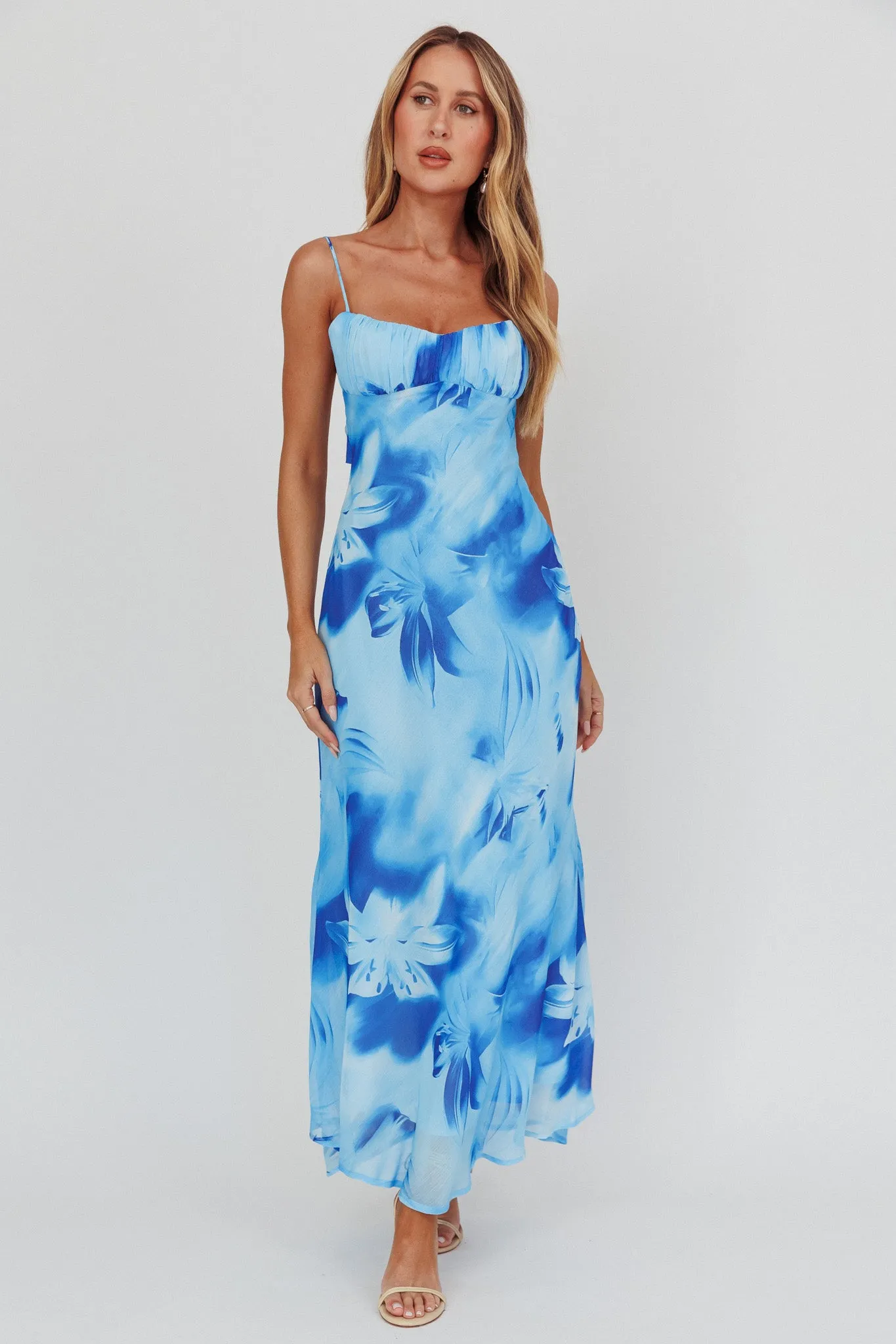 Nerida Low Back Twist Maxi Dress Lily Blue sold by Selfie Leslie product image thumbnail 3