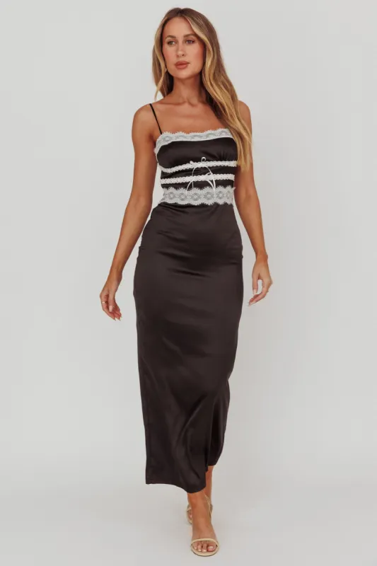 Kellan Lace Trim Maxi Dress Black sold by Selfie Leslie