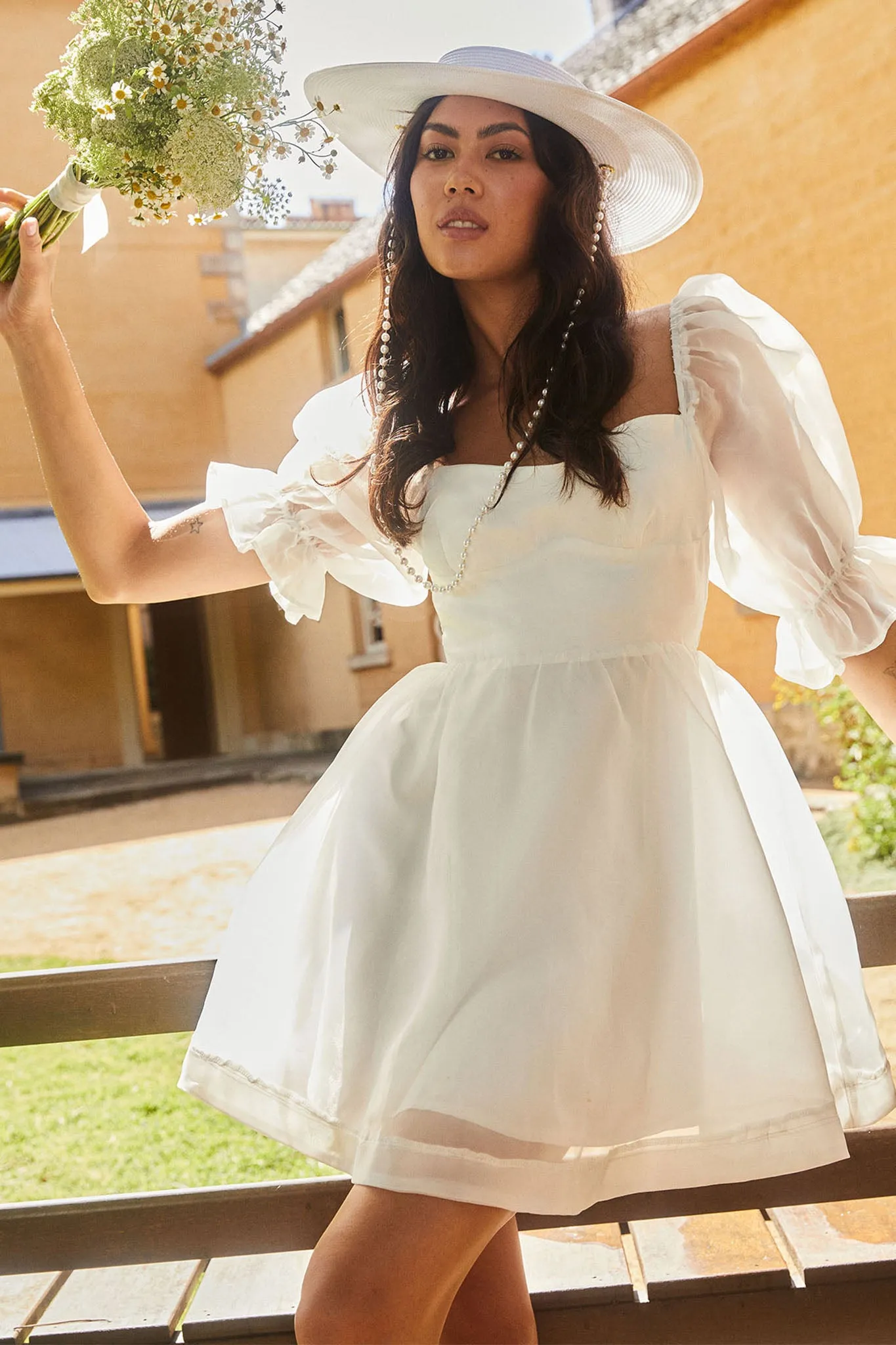 I've Got Sunshine Puff Sleeve Mini Dress White sold by Selfie Leslie