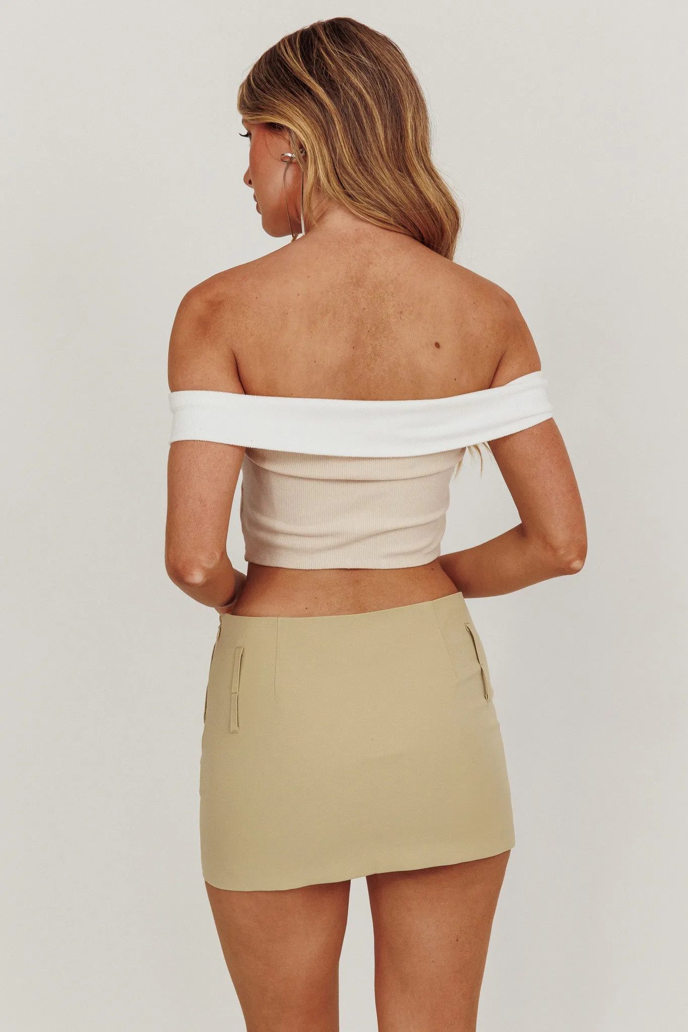 Spill The Tea Off-Shoulder Top Beige/White sold by Selfie Leslie product image thumbnail 3